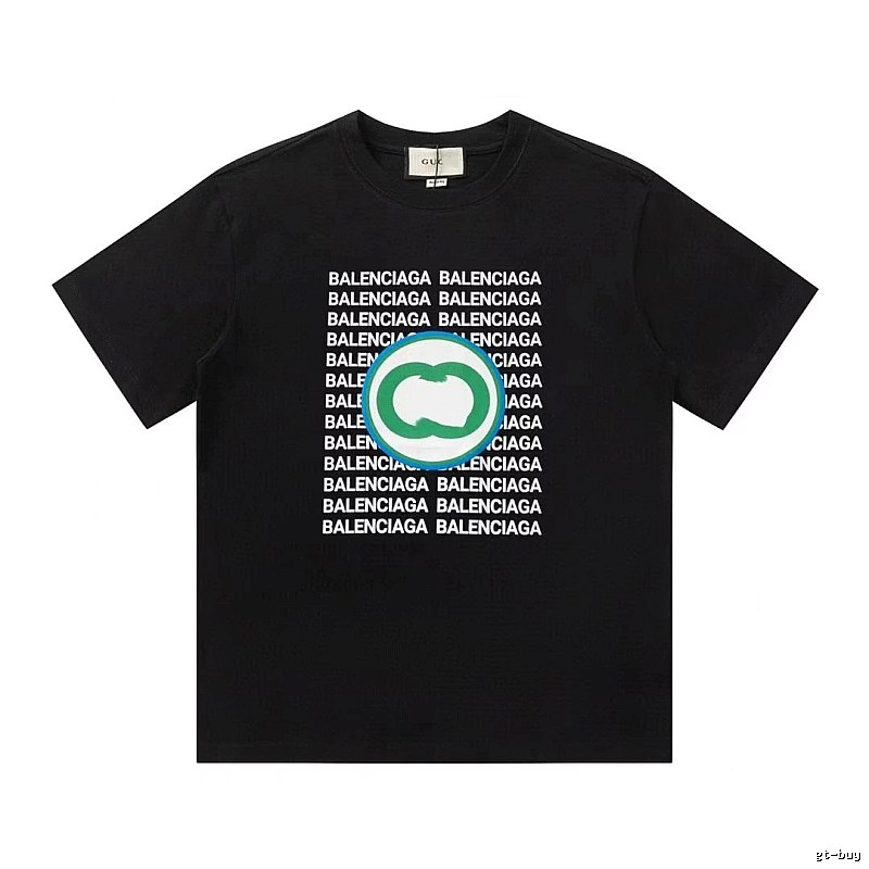 Balenciaga Trendy All-over Print Black Short-sleeve T-shirt