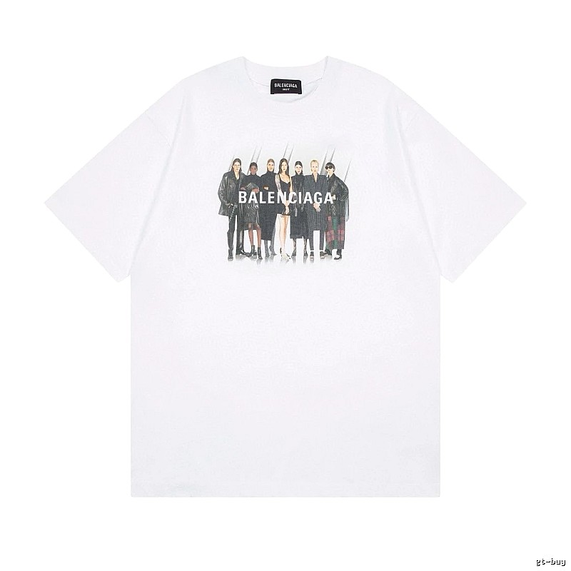 Balenciaga Trendy and Cool Style Portrait Print White T-shirt