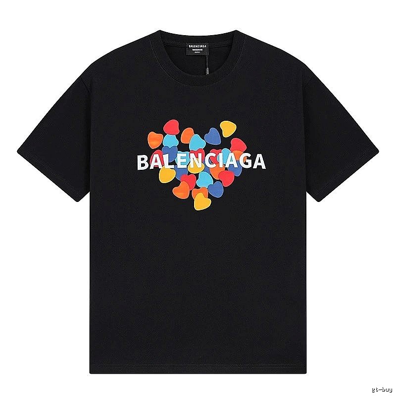Balenciaga Trendy Black T-shirt with Heart Print