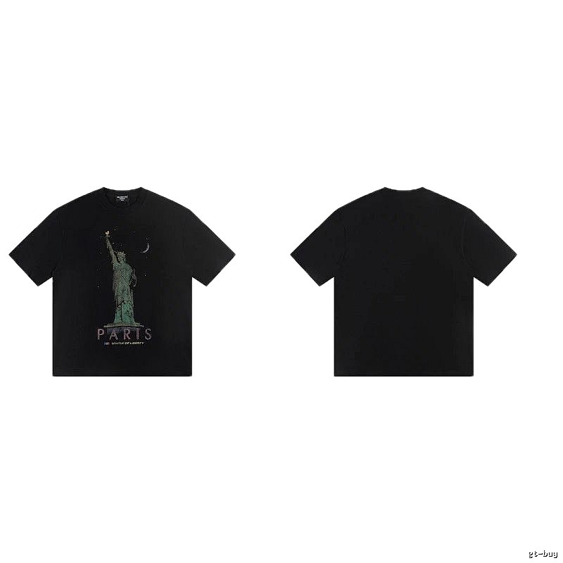 Balenciaga Vintage Style Statue of Liberty Black T-Shirt