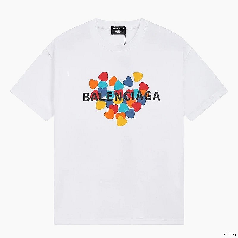 Balenciaga White T-shirt with Heart Print