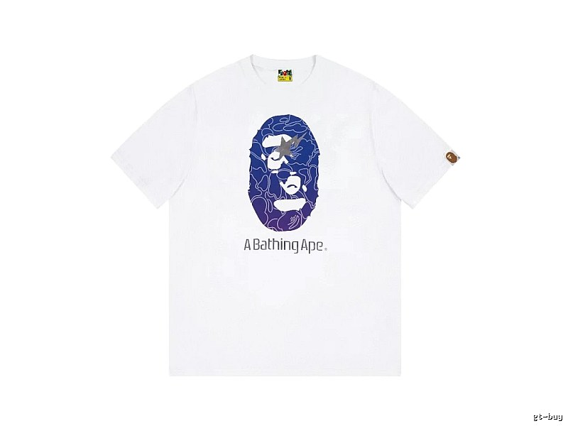 Bape ape face print short-sleeved white T-shirt