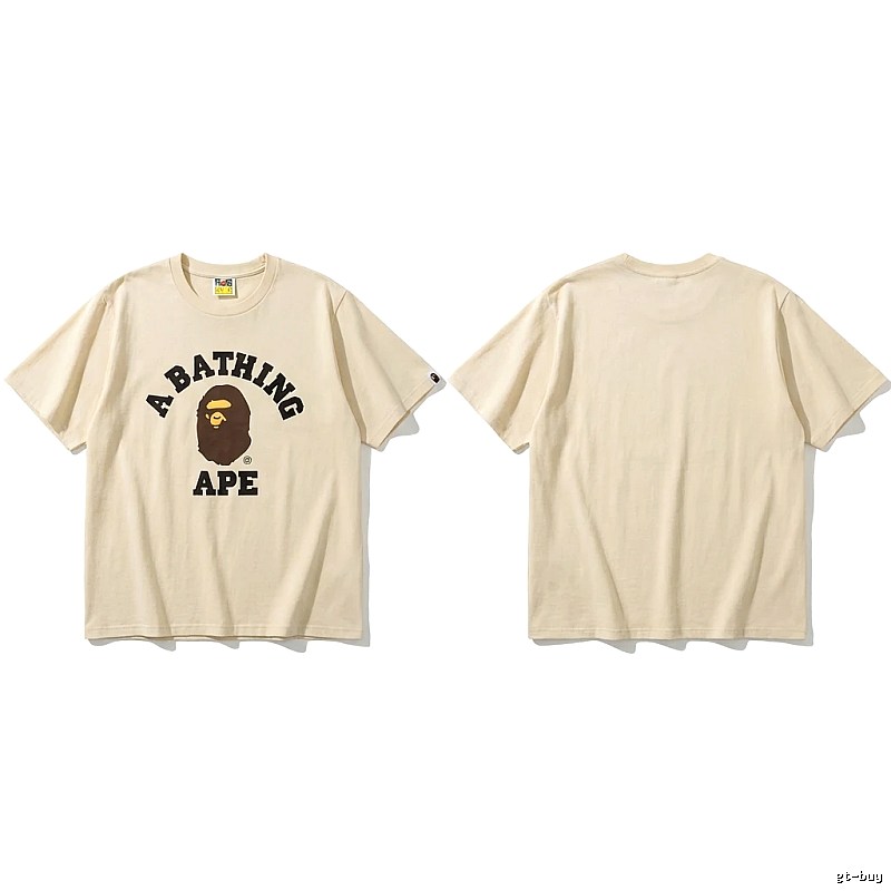 Bape Ape Head Minimalist Style Beige T-shirt