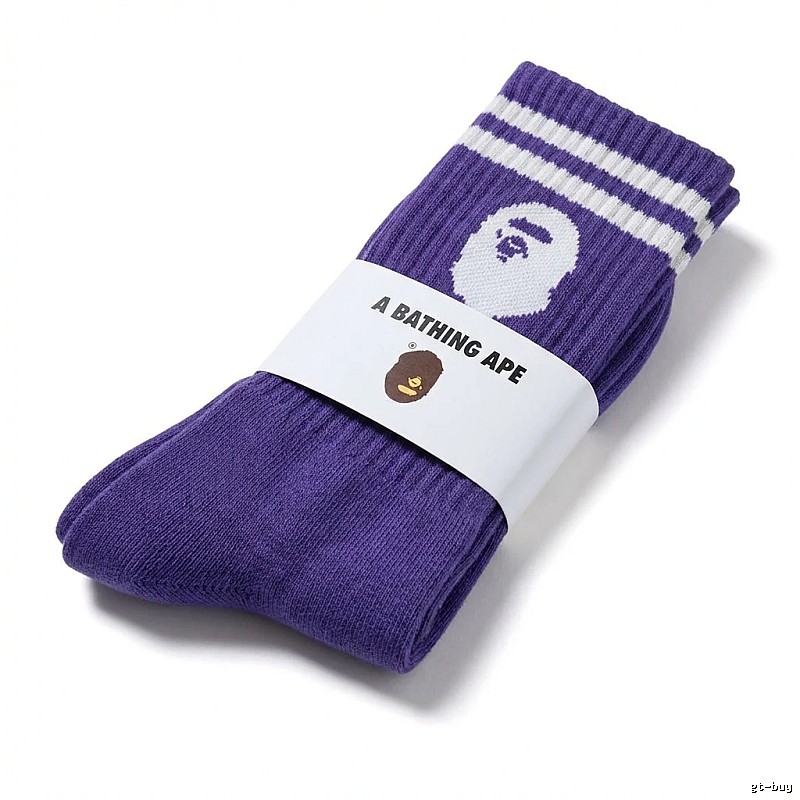 Bape Ape Head Trendy and Cool Purple Socks