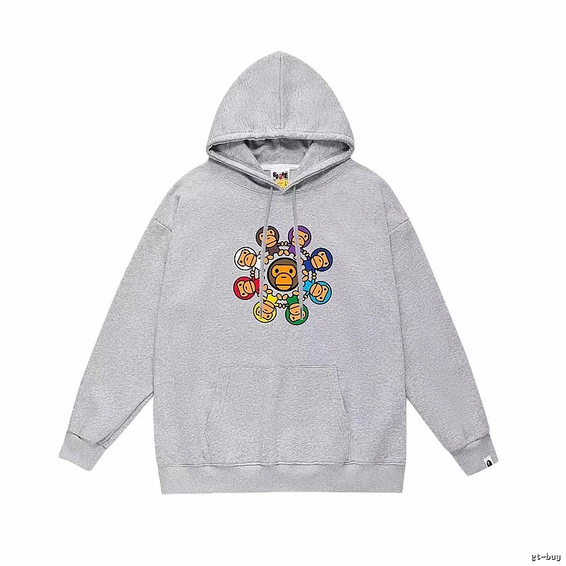 Bape Cartoon Print Grey Hoodie