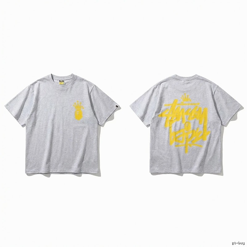 Bape Crown Trendy Brand Light Gray T-shirt
