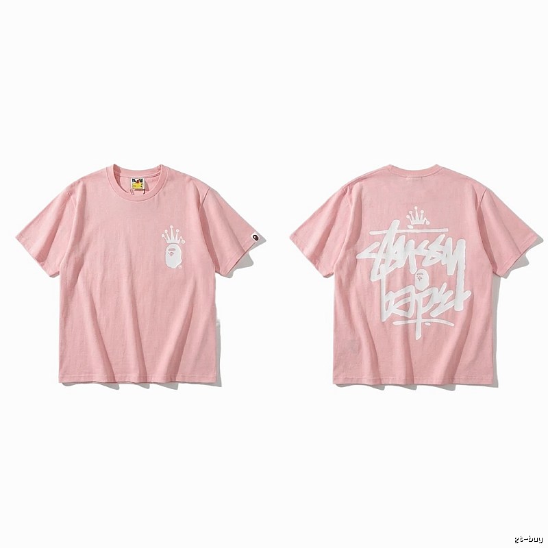 Bape Crown Trendy Pink Short Sleeve