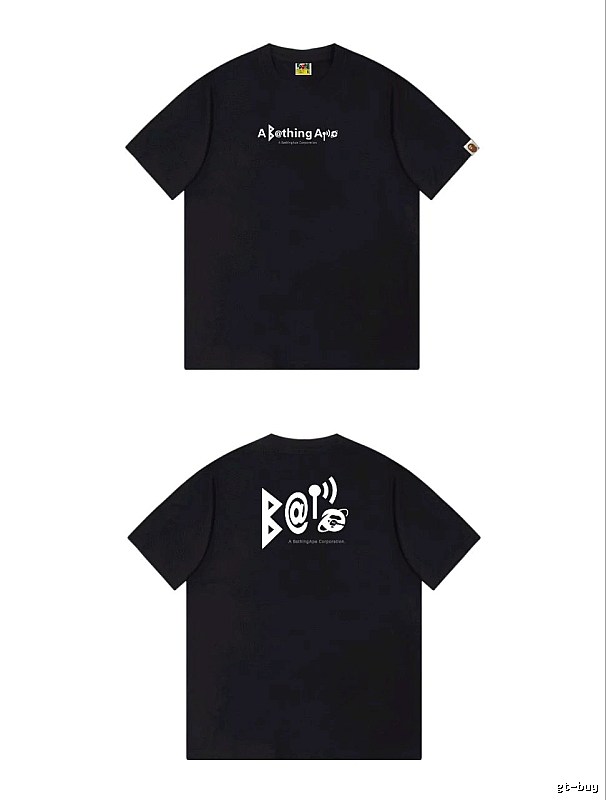 Bape letter - printed short - sleeved black T - shirt