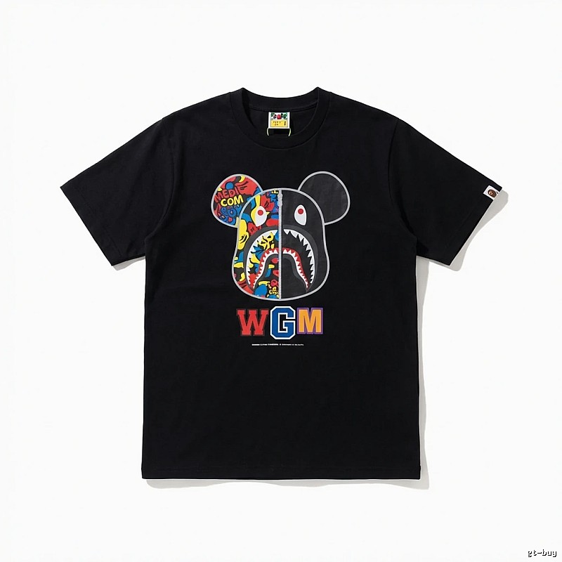 Bape Mickey Shark trendy brand black T-shirt