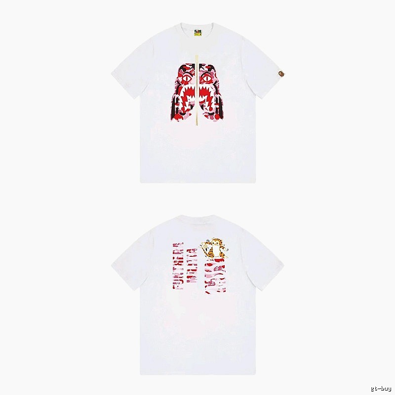Bape Shark Camouflage Style White T-shirt