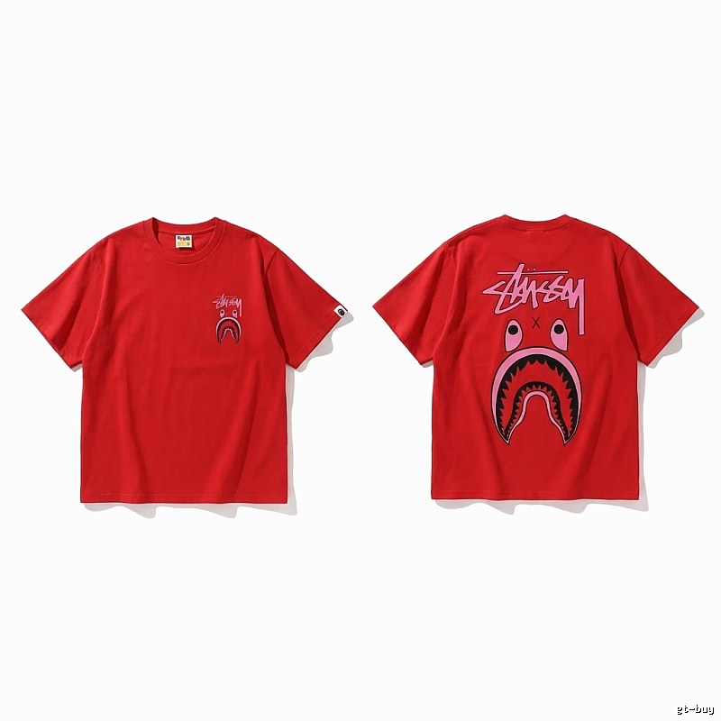 Bape Shark Series Red Trendy T - shirt.