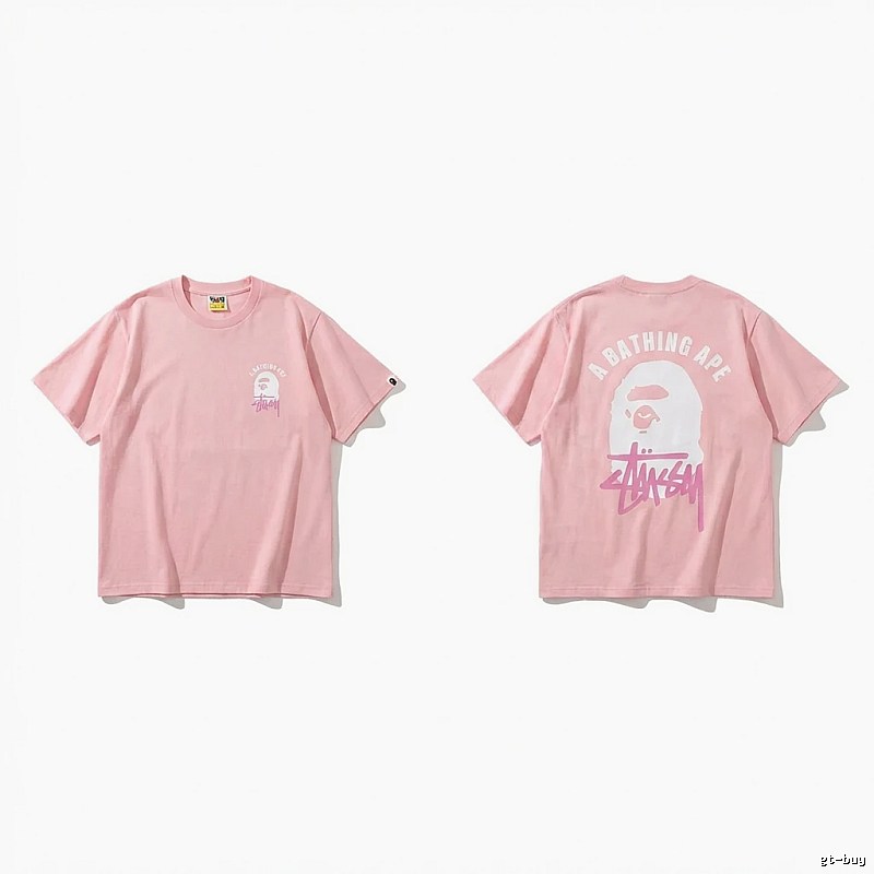 Bape trendy brand pink T-shirt
