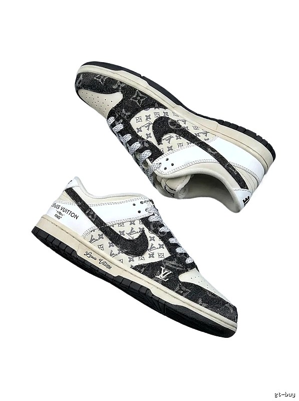 Black and White Trendy Shoes of Nike LV Co-branded Style