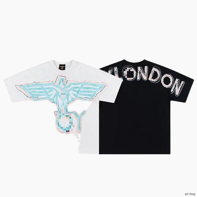 BOY Flying Eagle Graffiti Street Style Two-Tone Short Sleeve T-Shirt