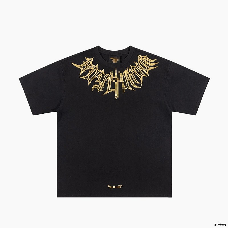 BOY Gold-foiled Gothic Edgy & Trendy Black Short-sleeve T-Shirt