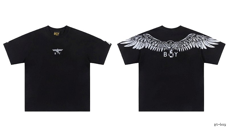 BOY Wing Print Street Style Black Short-sleeve T-shirt