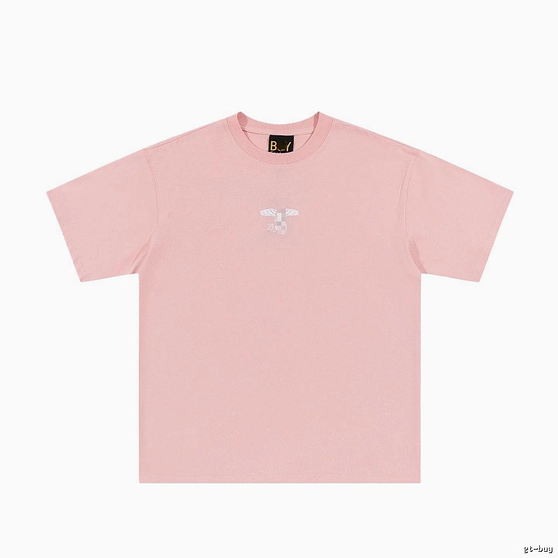 BOY Wing Print Street-style Pink Short Sleeve T-Shirt