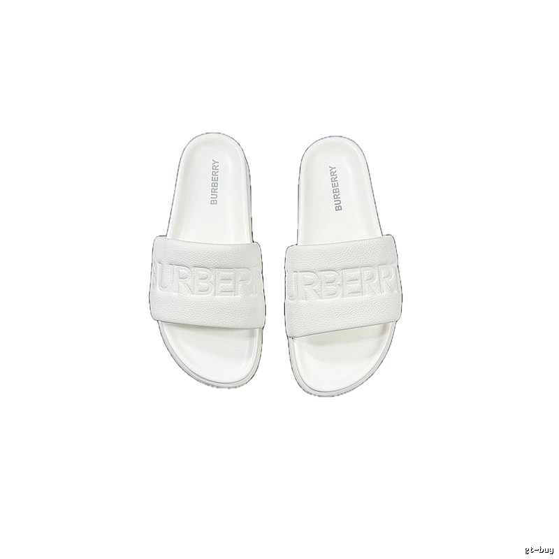 Burberry Embossed Minimalist Style White Slides