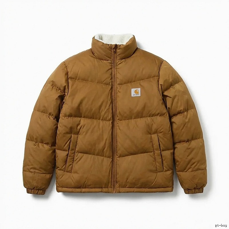 Carhartt workwear style khaki cotton-padded jacket