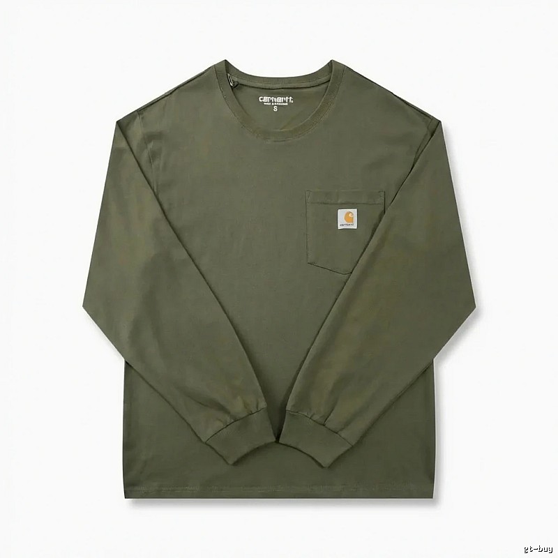 Carhartt workwear style olive green long-sleeve