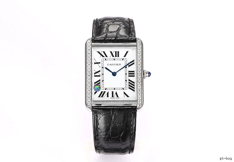 Cartier Tank-Style Dress Watch Travel Edit in Silver And Black