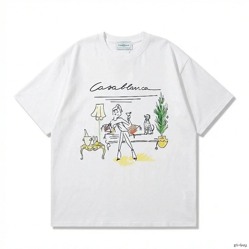 Casablanca Hand-painted Style White T-shirt