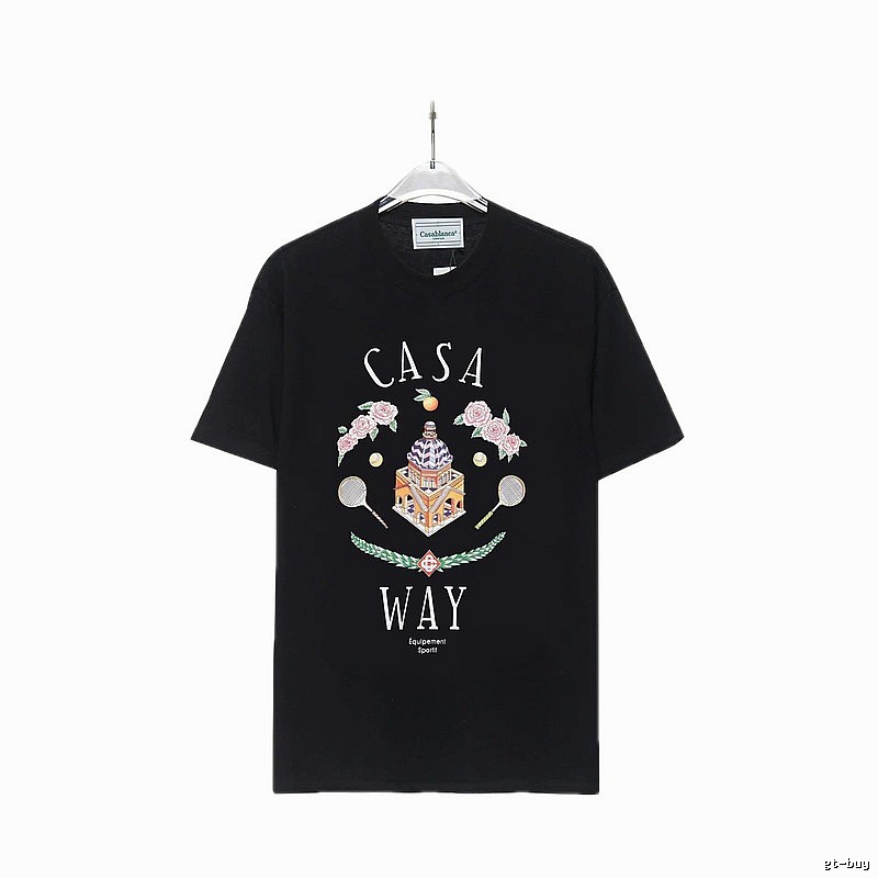 Casablanca Print Retro Style Black T-shirt