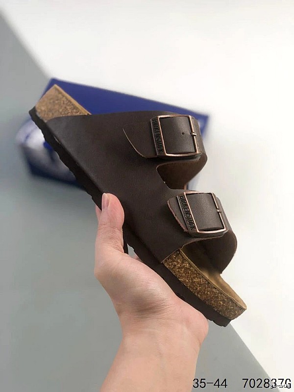 Casual Dark Brown Birkenstock Cork Slide Sandals