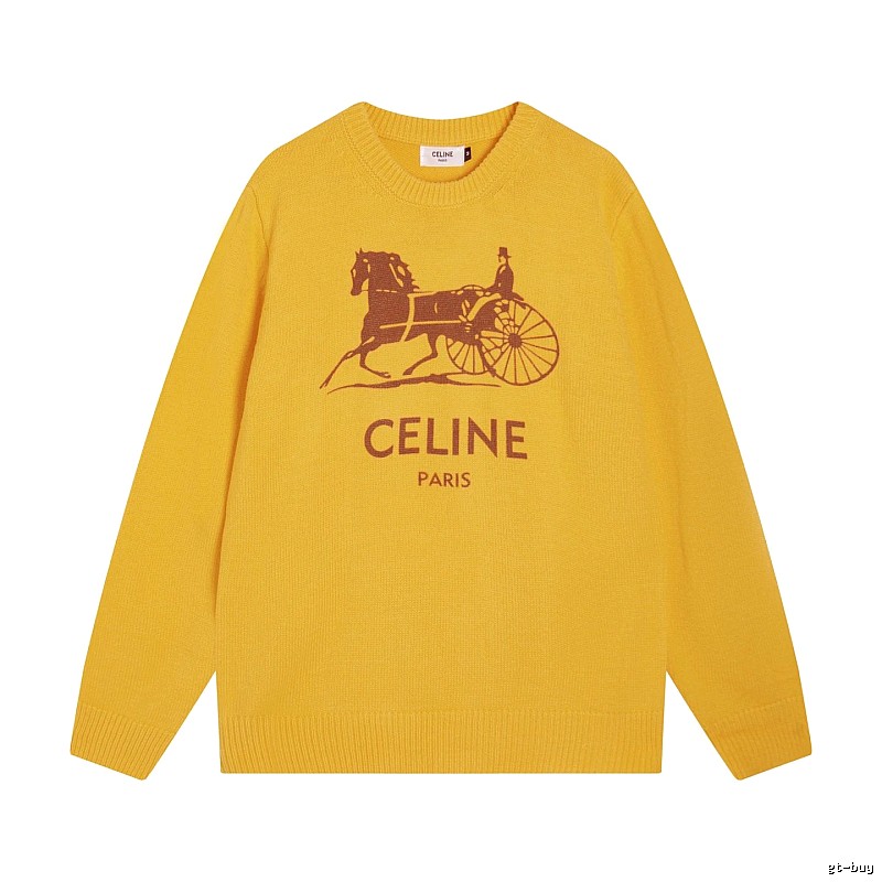 CELINE Yellow Logo Knit Sweater for Travel Packing