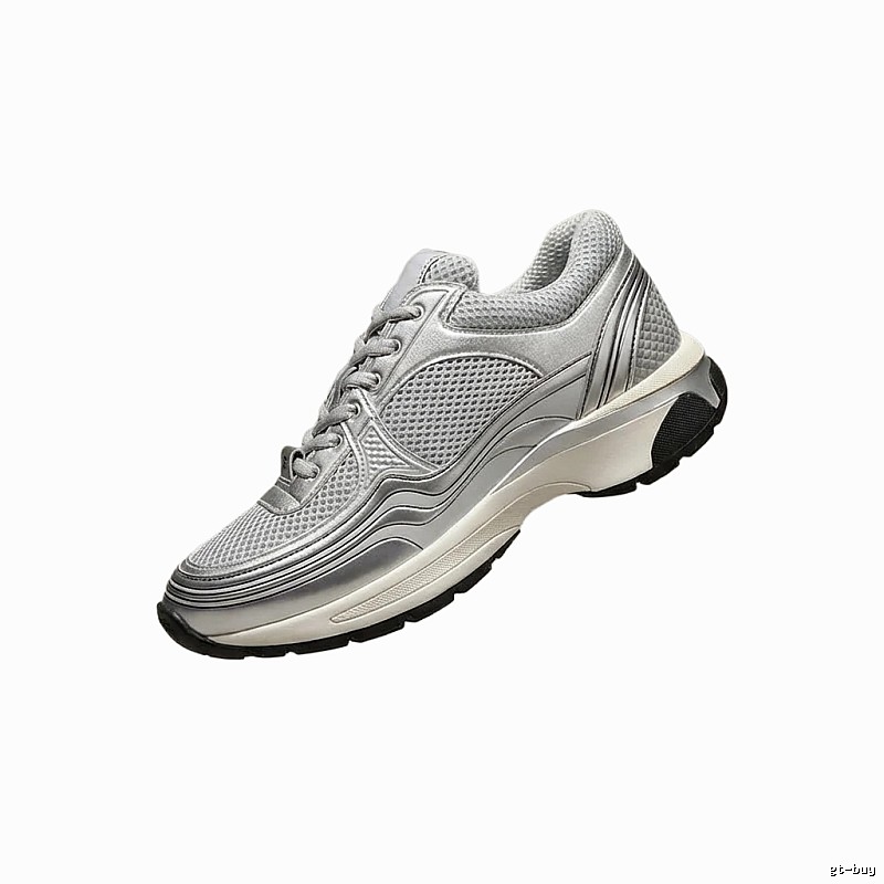 Chanel silver sporty running shoes