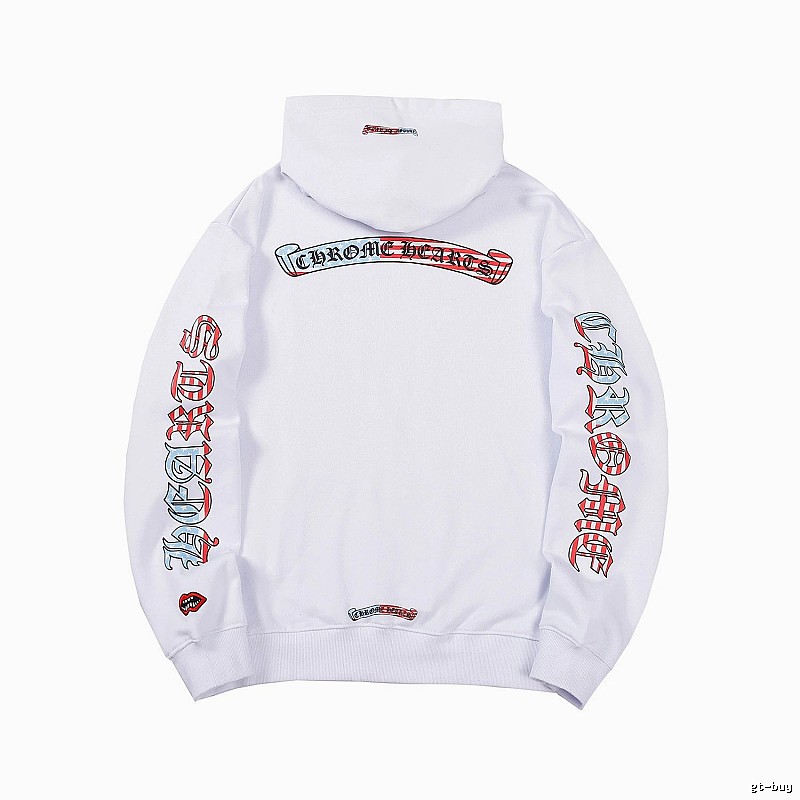 Chrome Hearts 2088-78 White Cross Graphic Hoodie Logo Detail