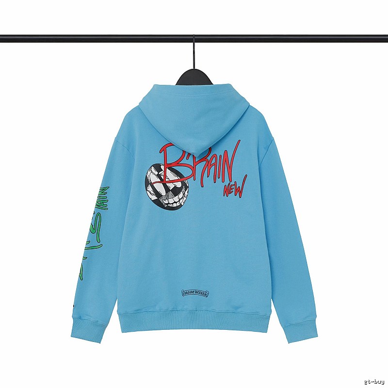 Chrome Hearts 2089-78 Sky Blue Cross Graphic Hoodie Signature Detail