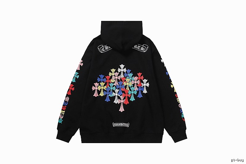 Chrome Hearts Compact Cross graphic hoodie Black Blue Cross for Sport-Inspired Styling