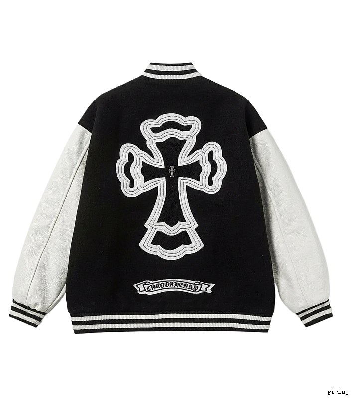 Chrome Hearts Cross Black and White Baseball Jacket