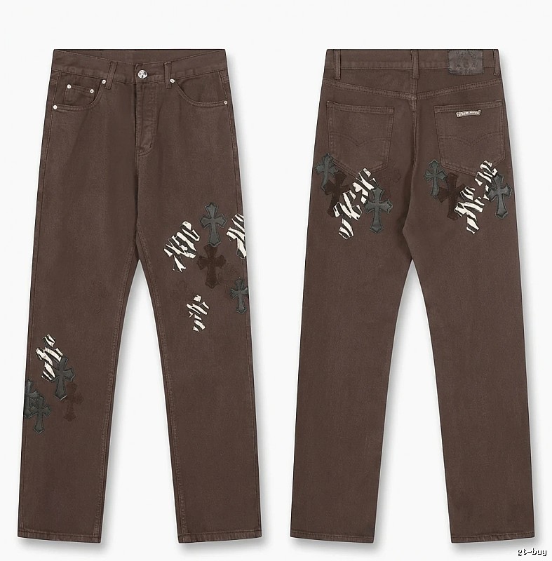 Chrome Hearts Cross Dark Style Brown Pants