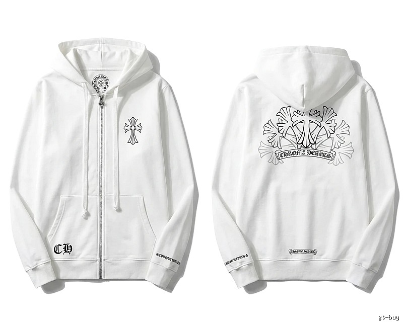 Chrome Hearts Cross Trendy and Cool Style White Sweatshirt