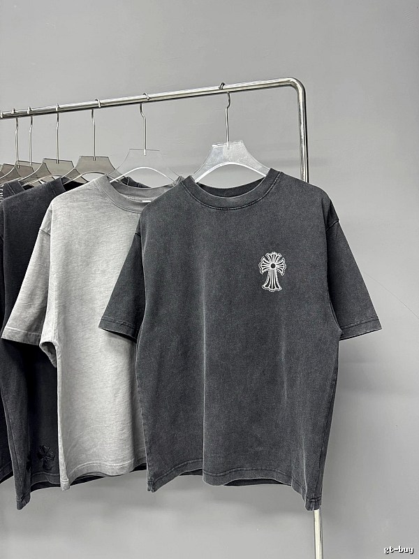 Chrome Hearts Cross Vintage Distressed Charcoal Grey T-Shirt