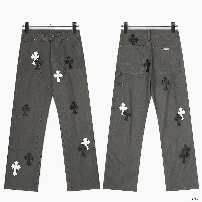 Chrome Hearts Cross Workwear Style Grey Pants