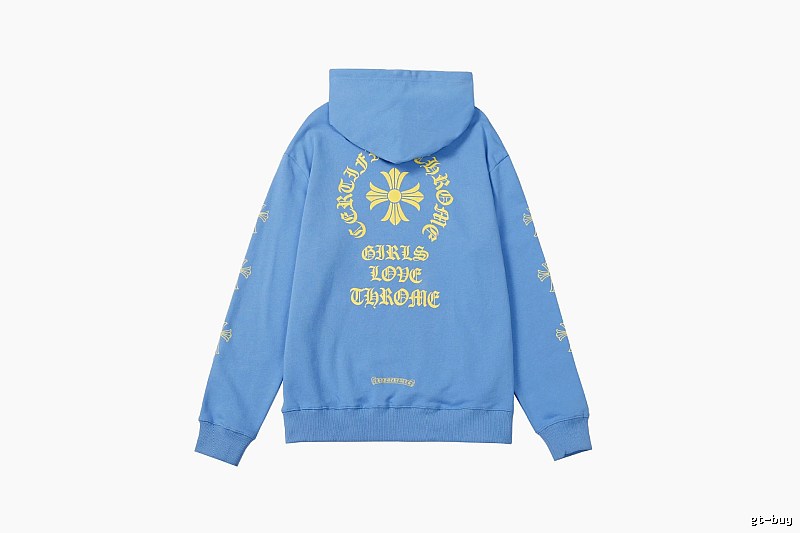 Chrome Hearts Daily Cross graphic hoodie Black Blue Cross with Visual Detail