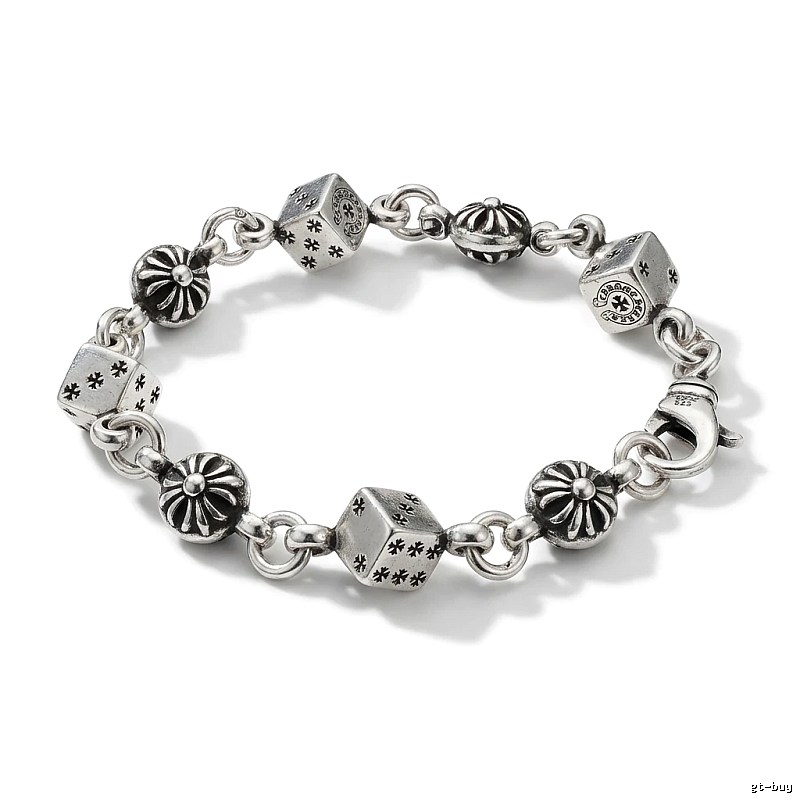 Chrome Hearts Dice Retro Style Silver Bracelet