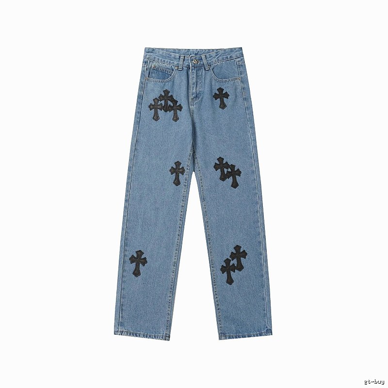 Chrome Hearts Easy Match Graphic jeans Light Denim Jeans for Leisure Wear