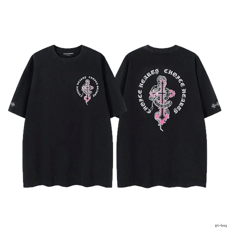 Chrome Hearts Gothic Style Snake & Cross Black Short-Sleeve T-Shirt