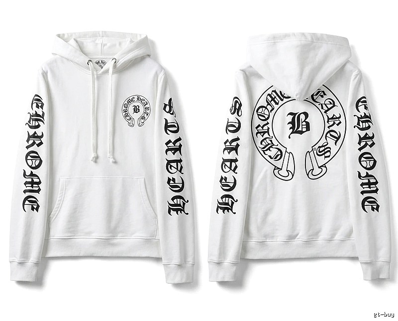 Chrome Hearts Gothic-style white hoodie