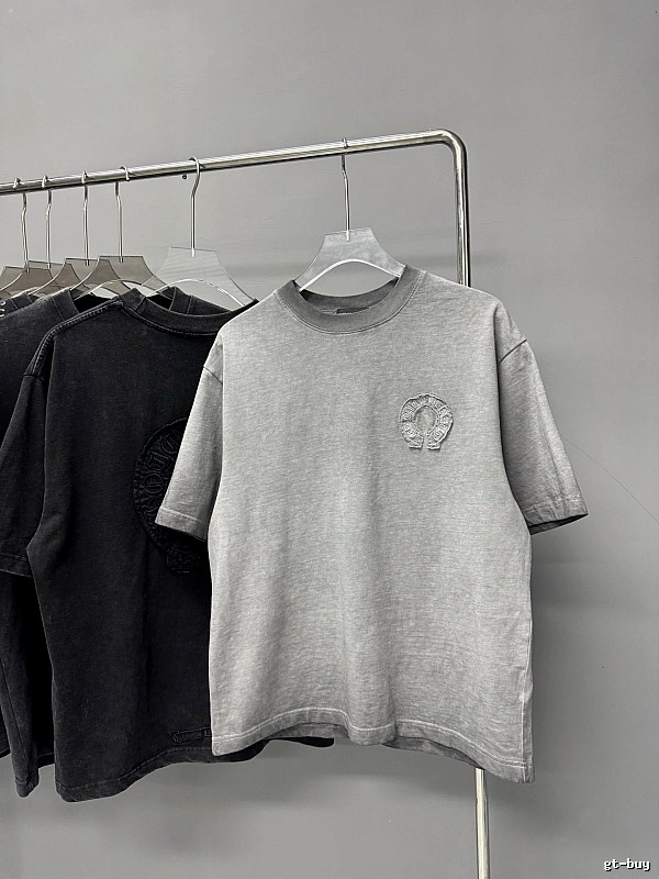 Chrome Hearts Horseshoe Logo Trendy & Cool Grey Short-sleeve T-shirt
