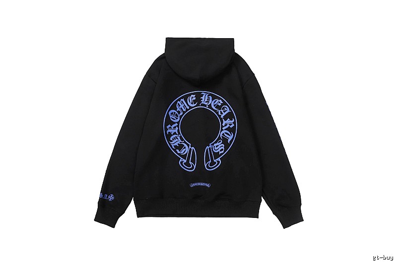 Chrome Hearts Logo Detail Cross graphic hoodie Black Blue Cross with Functional Detail