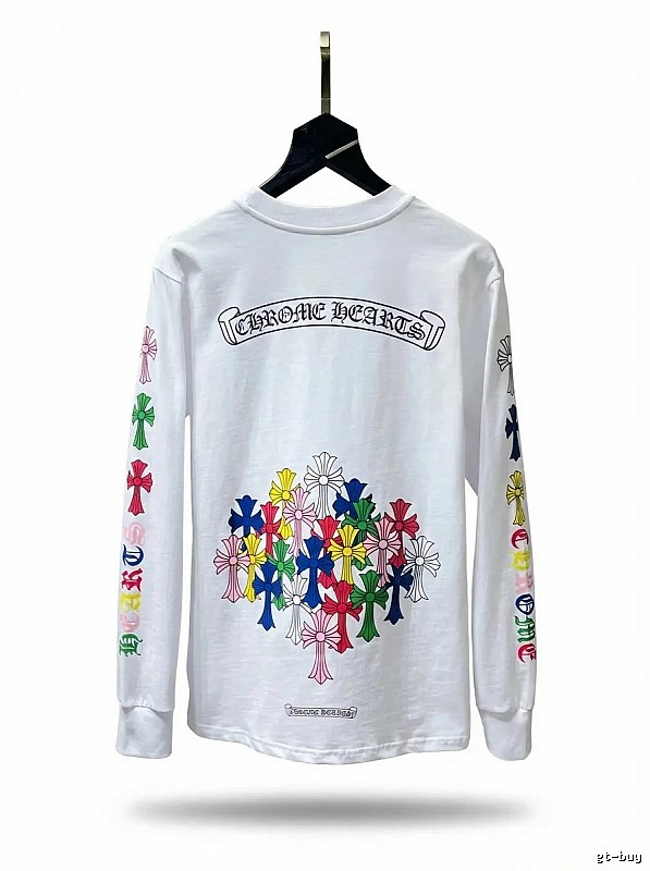 Chrome Hearts Long-sleeved White T-shirt with Colorful Print