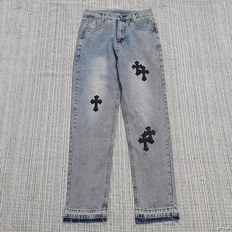Chrome Hearts Monogram Cross patch jeans White Jeans Black for Layered Styling