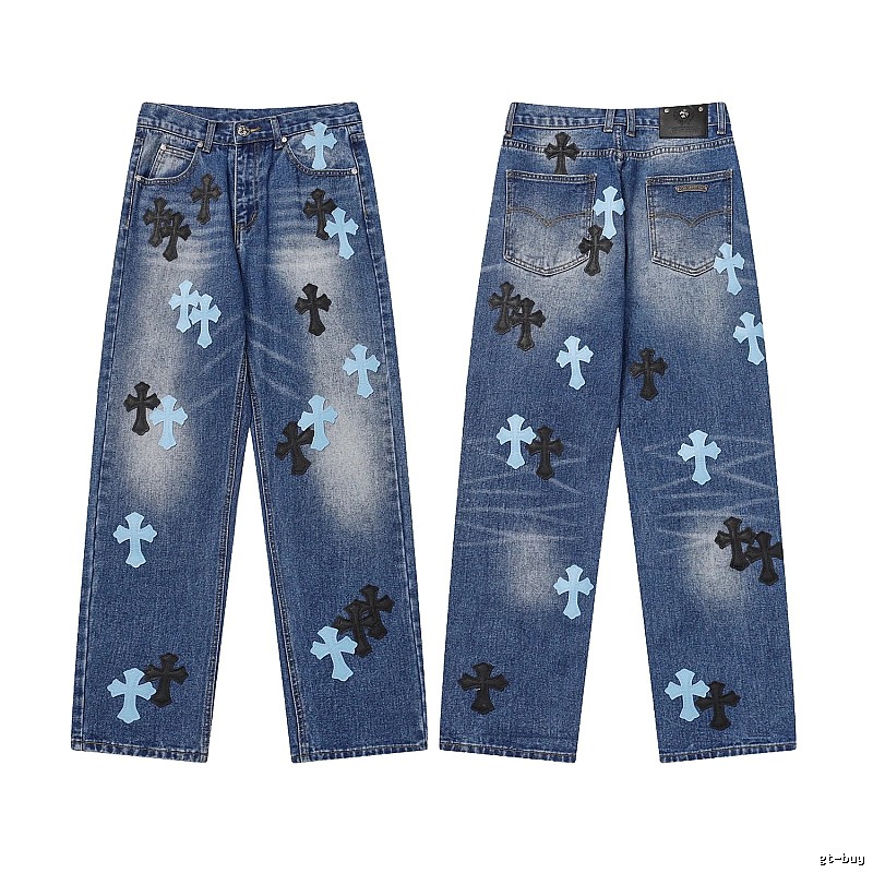 Chrome Hearts Monogram Graphic jeans Light Denim Jeans for Casual Outfits