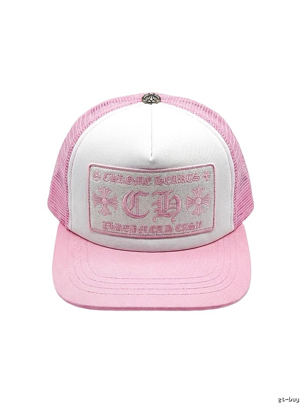 Chrome Hearts Pink and White Patchwork Trendy Hat