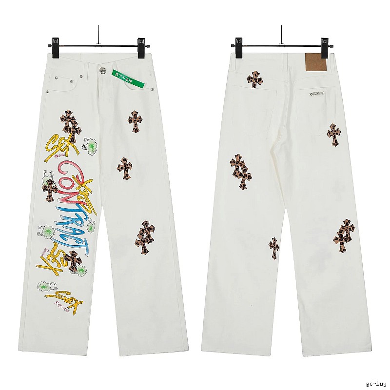 Chrome Hearts Resort Graphic jeans Light Denim Jeans for Travel Looks